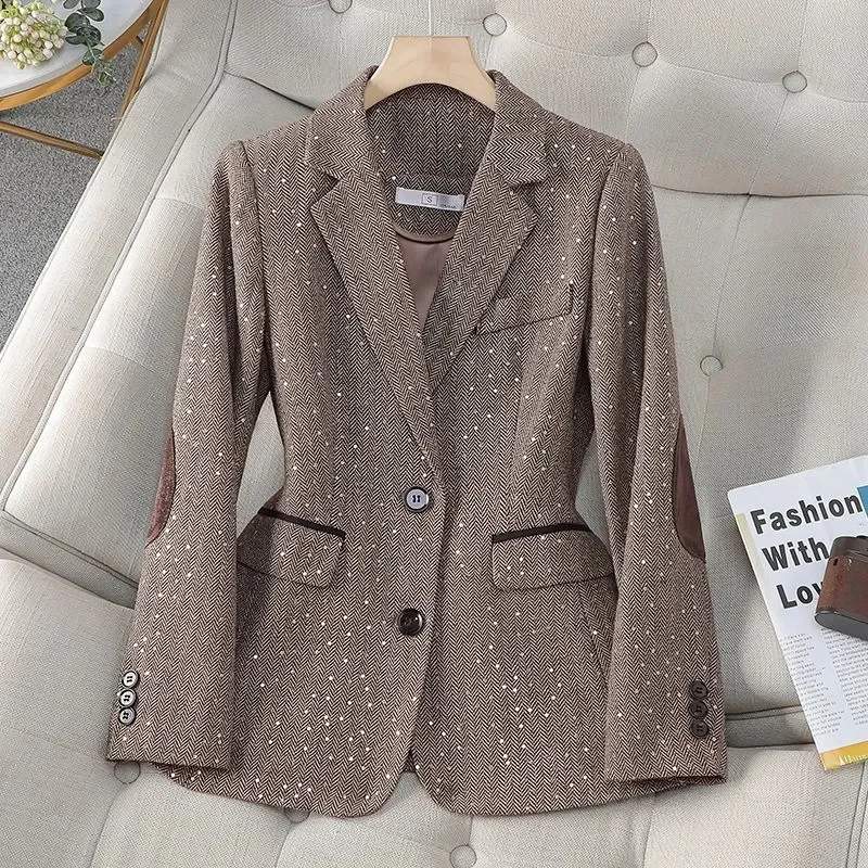 Cappotto blazer con paillettes Donna Primavera Autunno 2025 Nuova giacca da abito Design di alta qualità Senso Overwear Nicchia Cappotto casual Top femminile