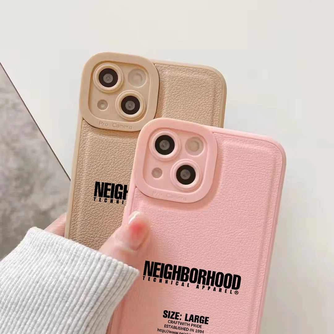 Lambskin Phone Case Neighborhood Street Trend Culture Brand NBHD Leatherwear Cover For iPhone14 11Pro 8Plus 13 12 11 XSMax XR