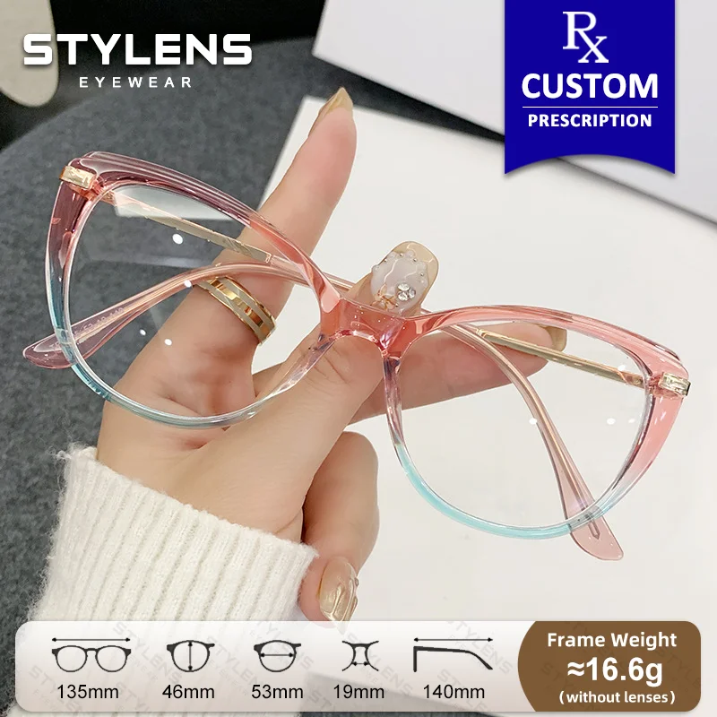 STYLENS Lunettes de vue photochromiques œil de chat pour femmes, anti-lumière bleue, pour ordinateur, verres progressifs