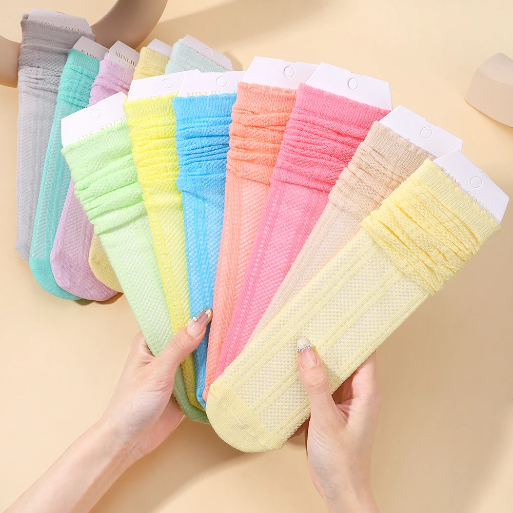 

3Pairs/lot Summer Kids Knee High Socks Baby Girls Long Sock Soft Cotton Mesh Breathable Boys Hollow Out Socken for 3-8 Years