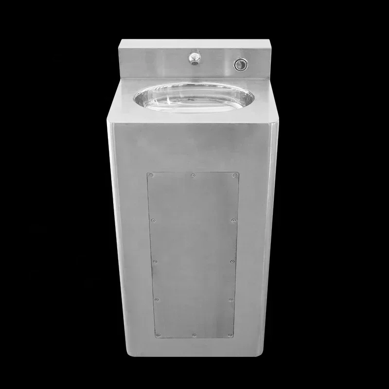 

Anti-vandal compact sturdy pedestal wash basin floor mount 304 stainless steel hand wash basin