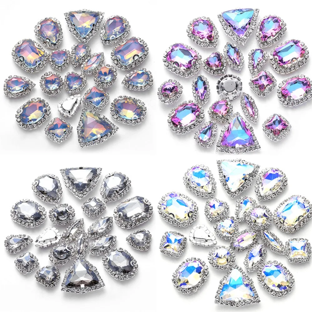 20 teile/satz Gemischte Geformte Nähen auf Strass Luxus Kristalle Glas Flatback Klaue Strass für Hochzeit Kleid Kleidung Taschen Schmuck