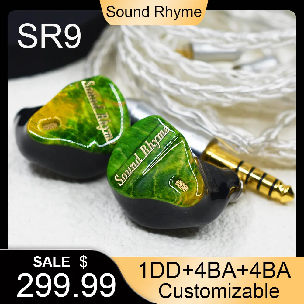 Sound Rhyme SR9 Hifi Earphones 1DD+8BA Hybrid 8mm Liquid Silicone Membrane DD Music Headphone IEMs Monitor Studio Bass Earphone