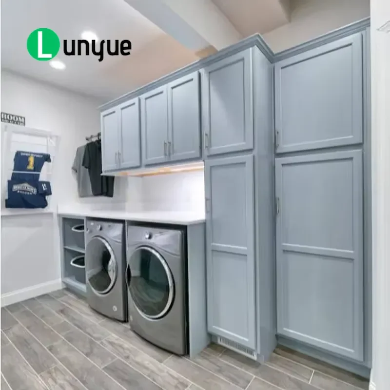 Modern Laundry Cabinet MDF Painted Storage Combo for Bathroom Utility Room Space Saving Durable Moisture Resistant Furniture