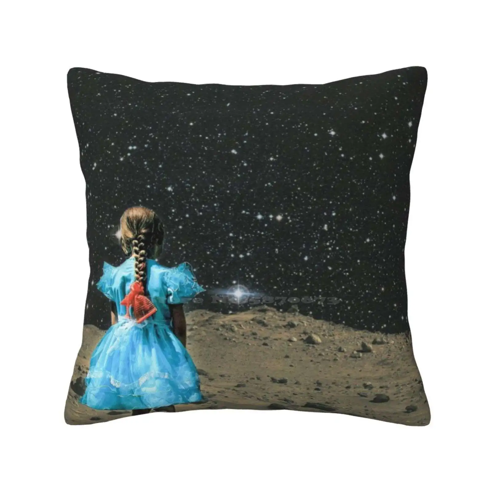 Space Girl Home Sofa Car Waist Throw Pillowcase Collage Art Girl Space Galaxy Planet Fashion Cut And Paste Stars Universe