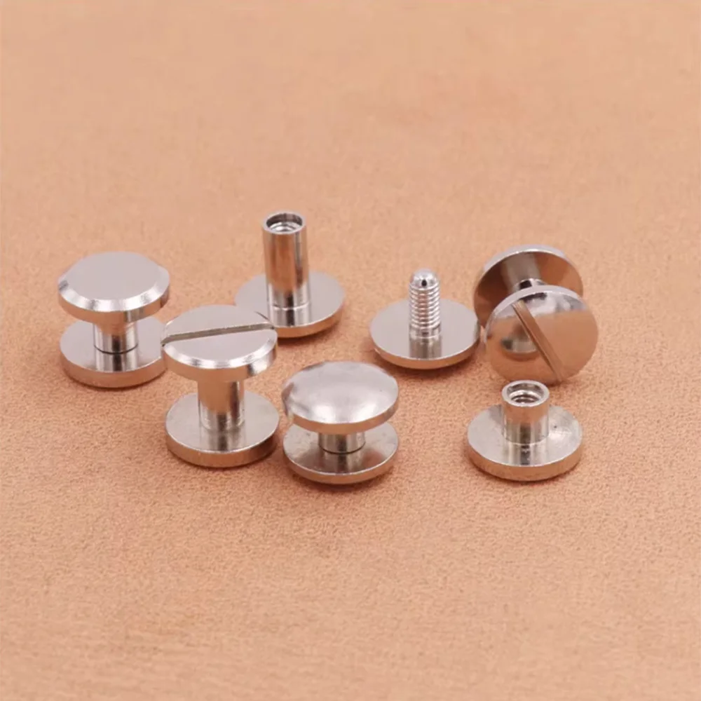 Brass Plated Silver Flat Head / Curved Face Rivet Ledger / Manual Diy / Belt / Screw Buckle Hardware Accessories