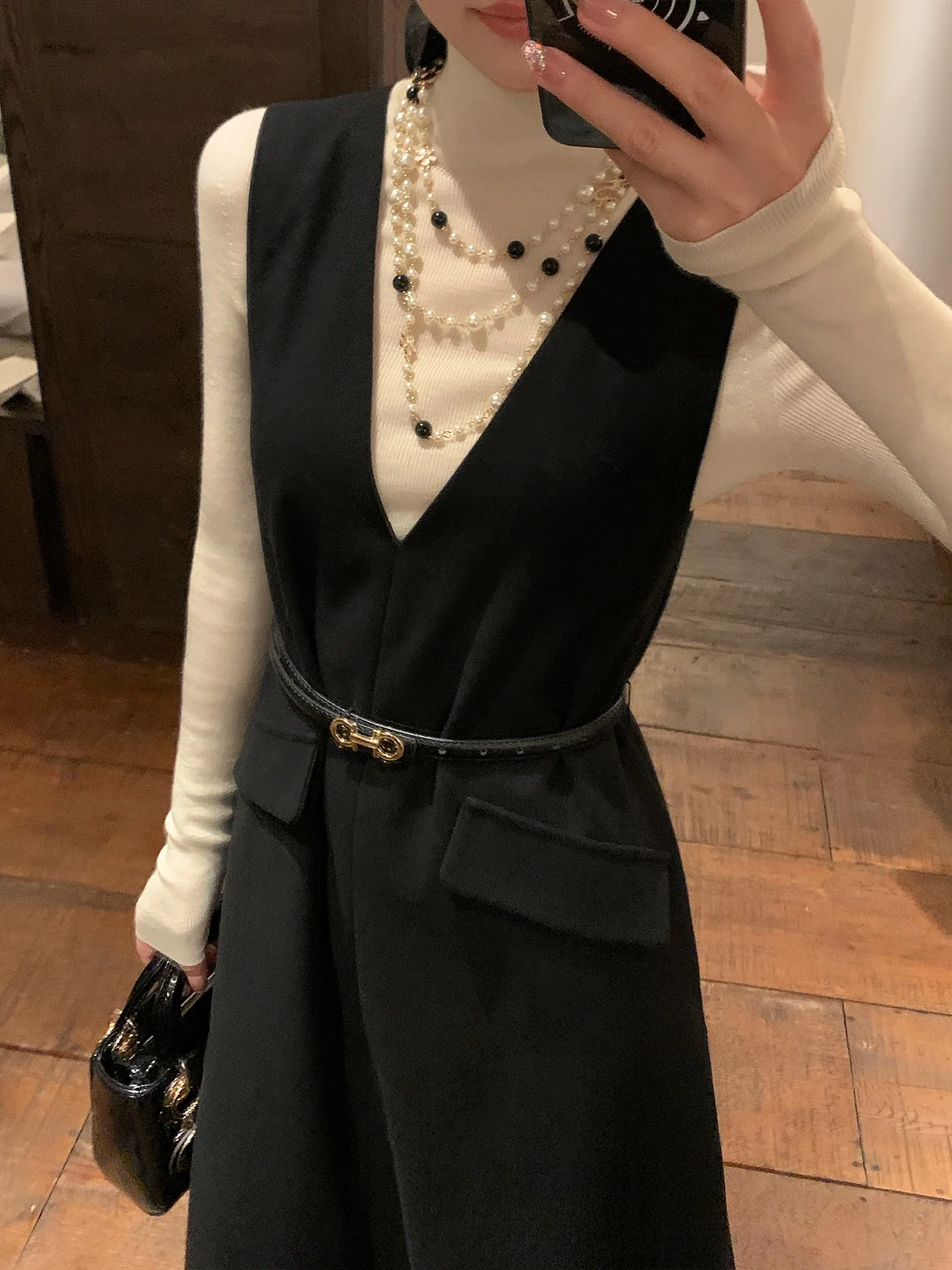 

Женский шерстяной базовый топ Hepburn Ele White с высоким воротником, вязаный, свободного кроя, с длинными рукавами, весна, новинка, размер L