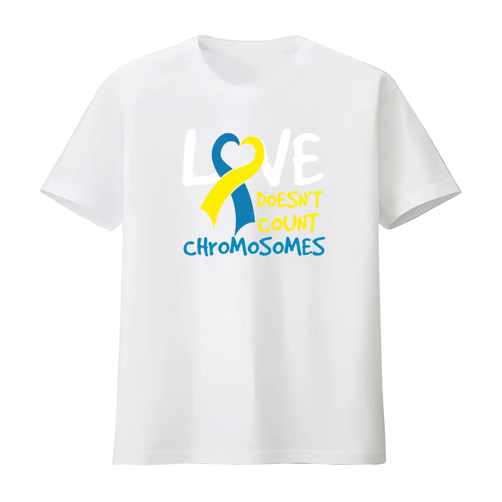 Love Doesn't Count Chromosomes Down Syndrome Awareness Month Gift T-Shirt Summer Casual Cotton Tee Oversized Streetwear Tops