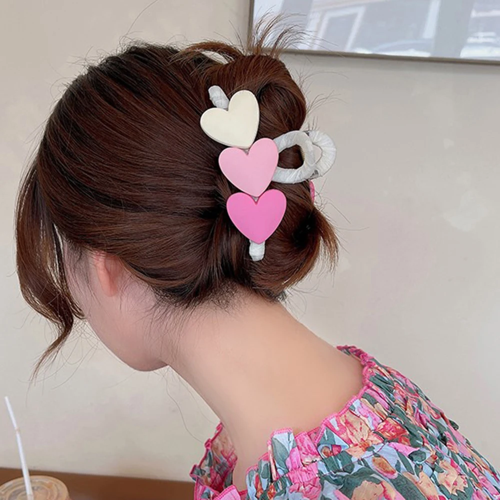 New Korea Heart Shape Acrylic Hair Claws Crab Large Hair Clips for Woman Girls Bath Barrettes Hair Accessories Fashion Headdress