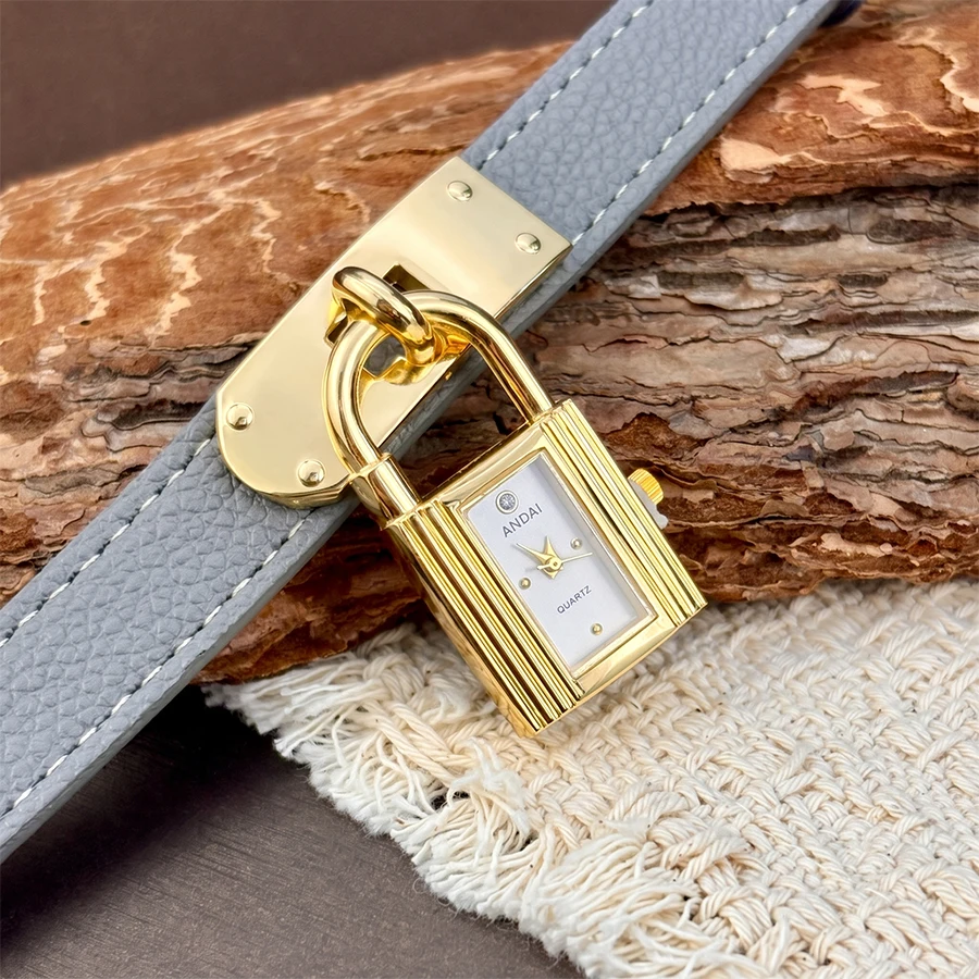 Leather Watch for Woman: Edgy Padlock Dial Soft  Strap Bold Personalized Fashion Watch for Women view 6