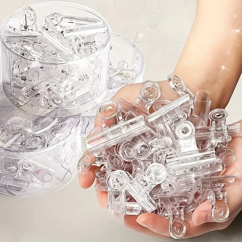 

10 Pcs Transparent Folder Student Test Paper Clip Creative Plastic Clip Snack Sealing Clip Ticket Booking Clip