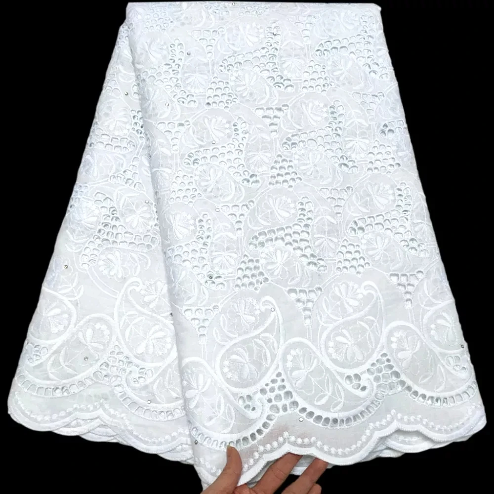 Latest 2023High Quality African Nigerian Tulle Lace Fabric Cotton Damask Guipure Formal Prom Party Gown Dress 2.5Yards