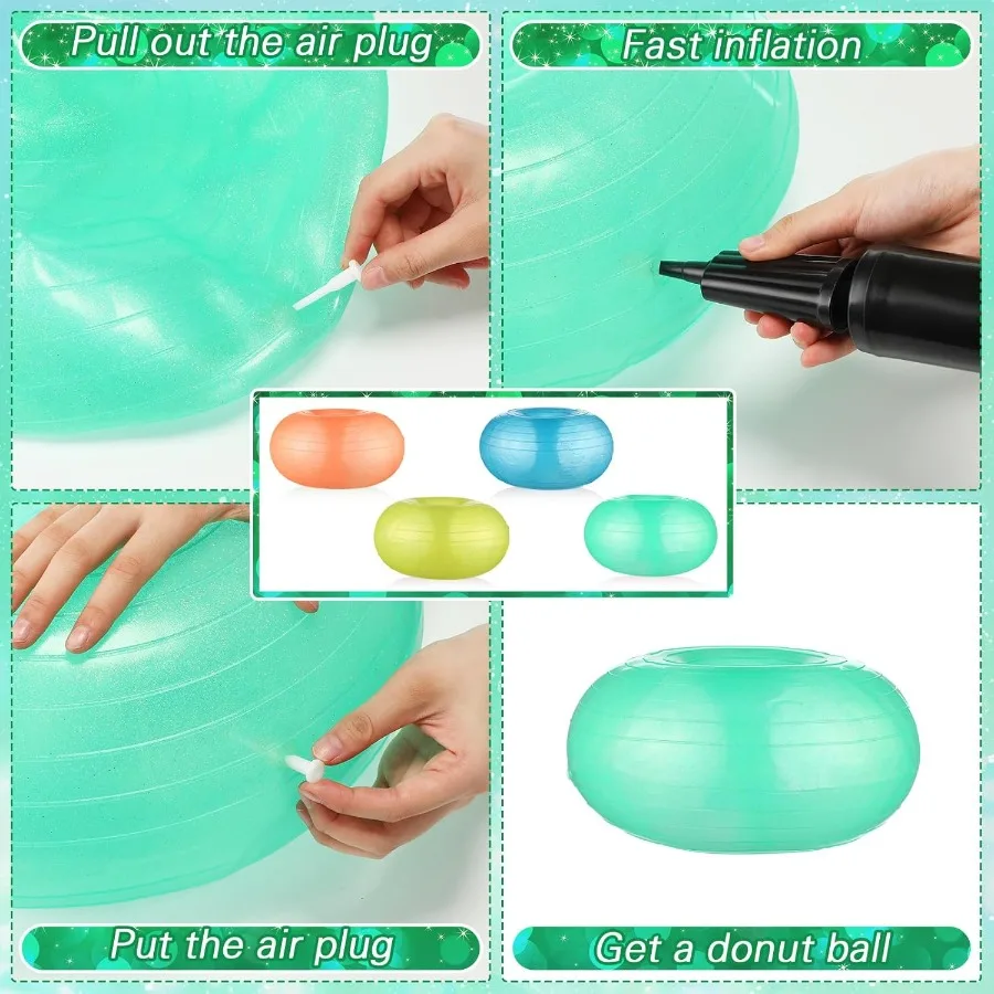 Libima 4 Pezzi Sedute Flessibili per Sedie a Sfera Gonfiabili in Aula con Pompa Ciambella Palla per Esercizi Cuscino per Equilibrio e S