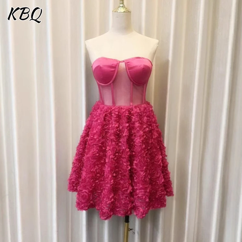 

VGH Sexy Perspective Slimming Dresses For Women Strapless Sleeveless Backless High Waist Spliced Folds Elegant Dress Female New