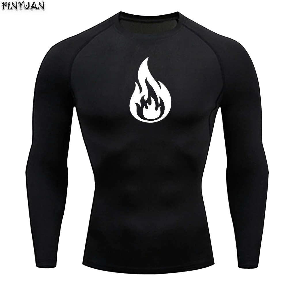 Flame--Sports training, fitness, quick drying, breathable, super elastic men's long sleeved T-shirt