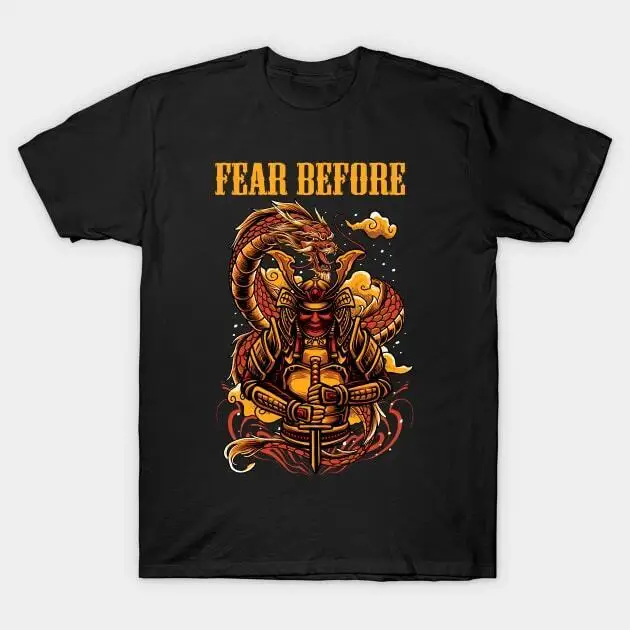 

NWT Fear Before Dragon And Steel Knight Art Orange Gold Design Unisex T-Shirt