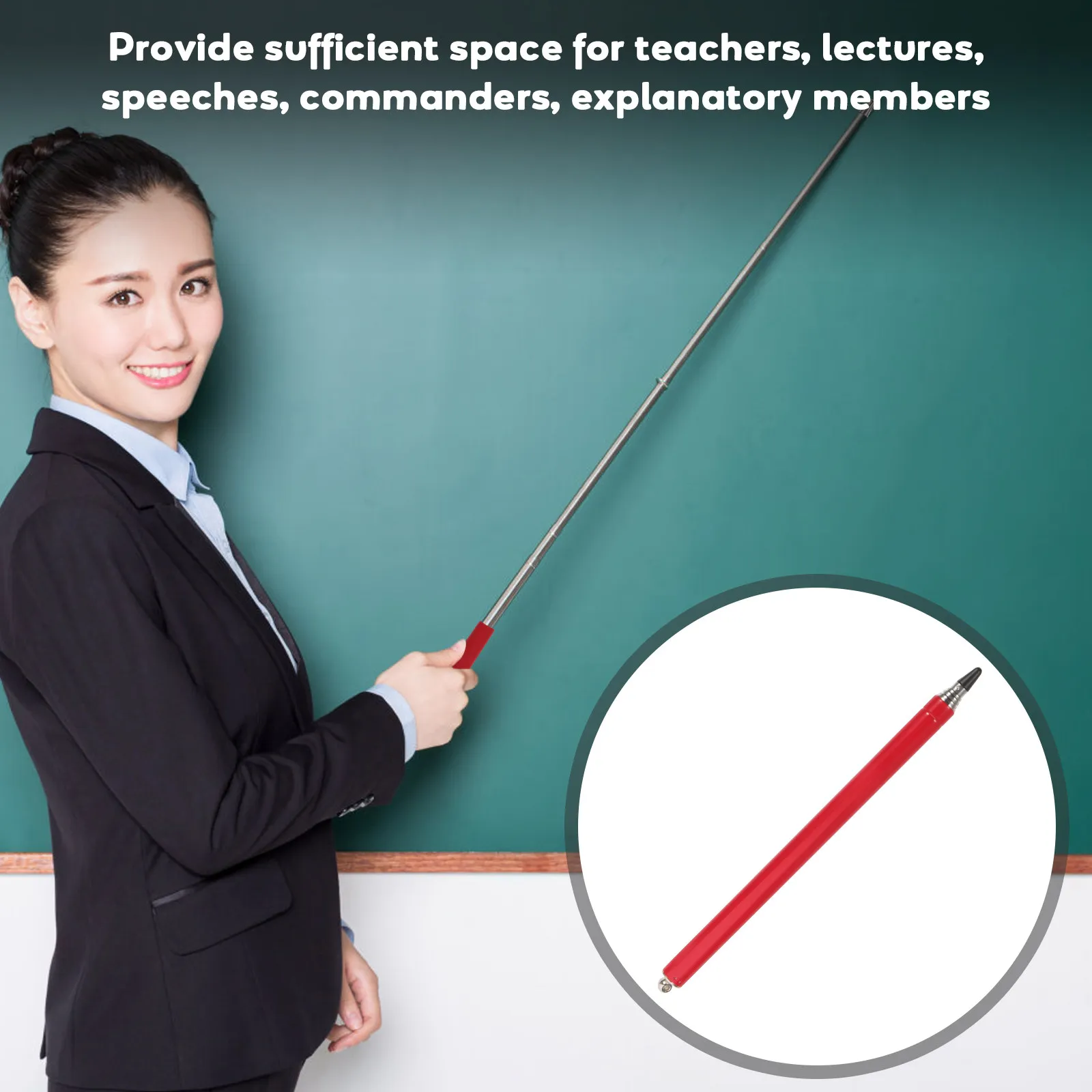 Retractable Stainless Steel Teaching Pointer Expandable Hand Pointer for Classroom Electronic Whiteboards Handheld Presenters