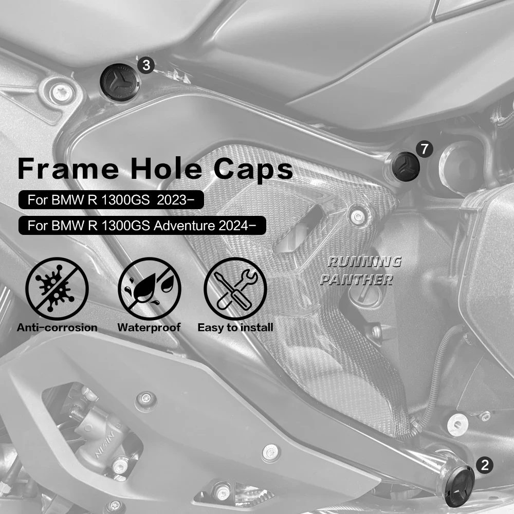 Nuevas tapas de cubierta de orificio para marco de motocicleta, juego de tapas de extremo de marco decorativo para BMW R1300GS R1300 R 1300 GS Adventure R 1300GS 2023-