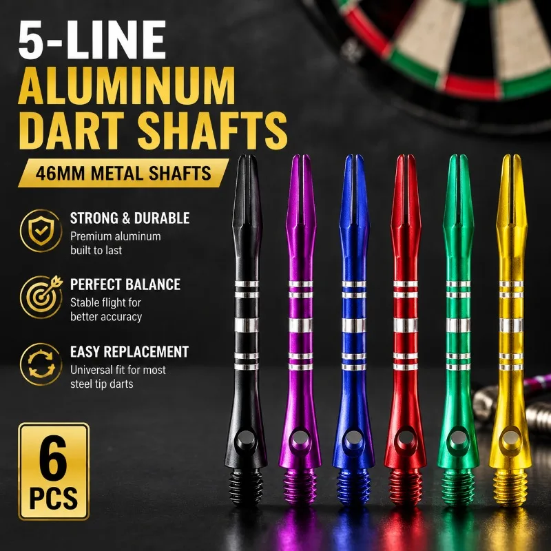 41+5=46mm 5-Groove Aluminum Shaft Metal Stem Replacement Dart Accessory Durable Lightweight Rod Professional Competition