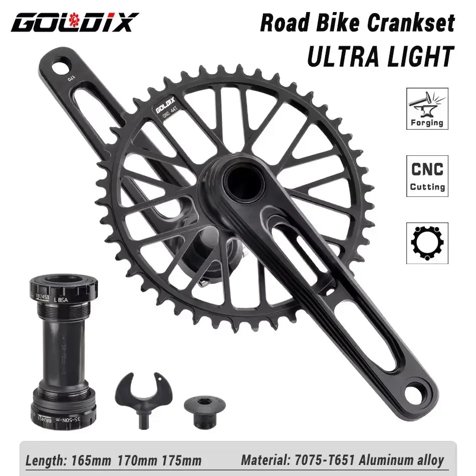 

Гравийный комплект шатунов для шоссейного велосипеда, сверхлегкий шатун с ЧПУ, 165 мм, 170 мм, 175 мм, 50-34T, 52-36T, 53-39T, 3 болта, прямая установка, индивидуальный логотип