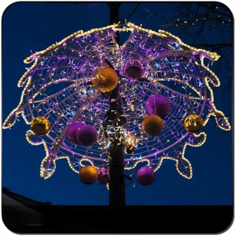 Christmas Umbrella Decoration with Light Emitting Diode Light Waterproof Street Light Outdoor Activities IP65 Warm White
