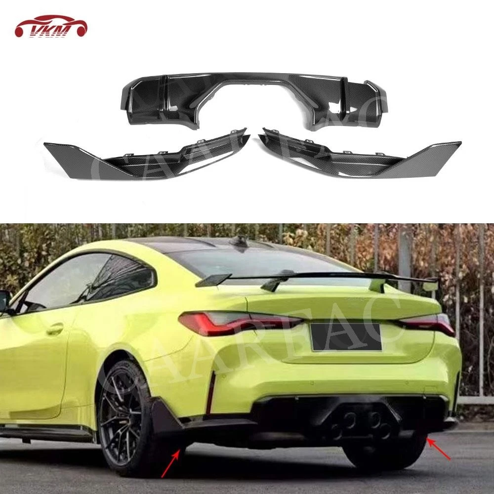 

For BMW 3 4 Series G80 G82 G83 M3 M4 2021 UP Dry Carbon Rear Diffuser Lip Spoiler Splitters M Style Fiber glass