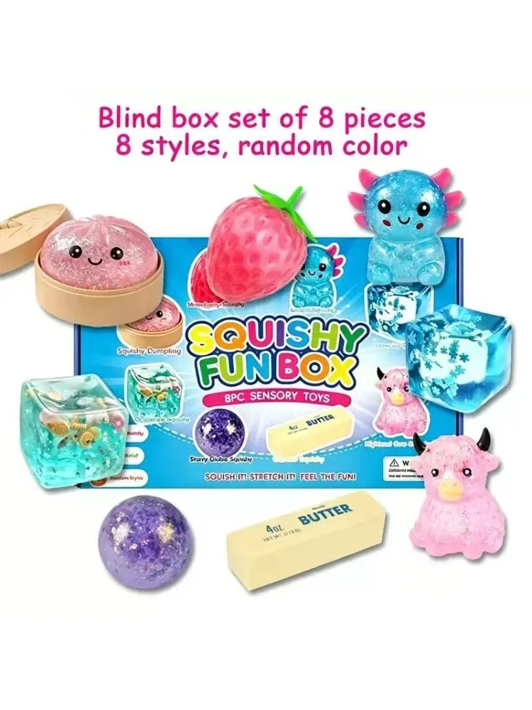 Zufällige Farbe 8 Stück/Box TPR Maltose-Gefülltes Squishy-Spielzeug, Langsam Aufsteigendes Stressabbau-Sensorik-Fidget-Dekompressions-Überraschungsbox-Geschenk