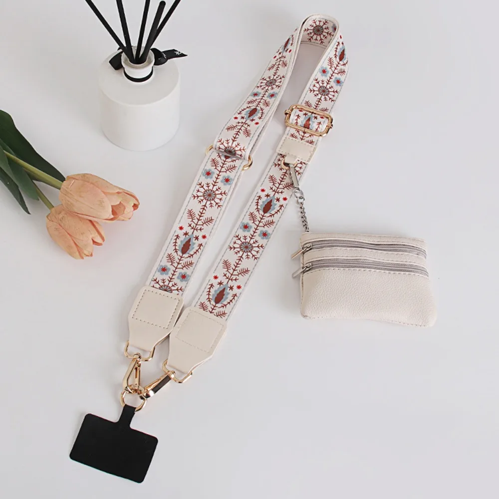 

Detachable Phone Strap Adjustable with Zippered Pouch Clip and Go Strap Anti Loss Crossbody Bag Cord Strap for Woman