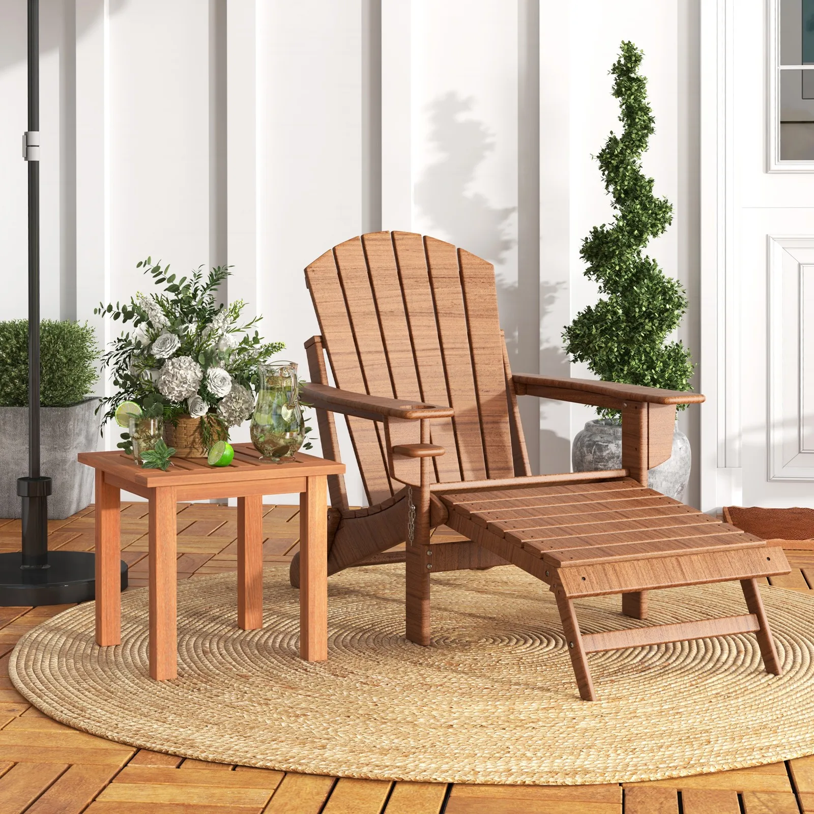 

Patio Side Table Hardwood All-Weather Outdoor Square End Bistro Table Garden