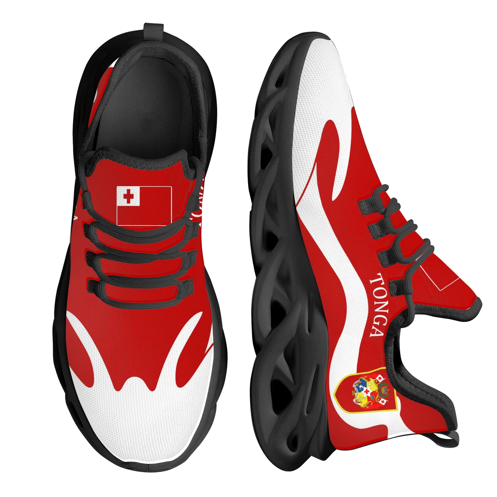 Red Trendy Tonga National Flag Design National Emblem Printing Outdoor Sports Shoes Thick Bottom Blade Shoes