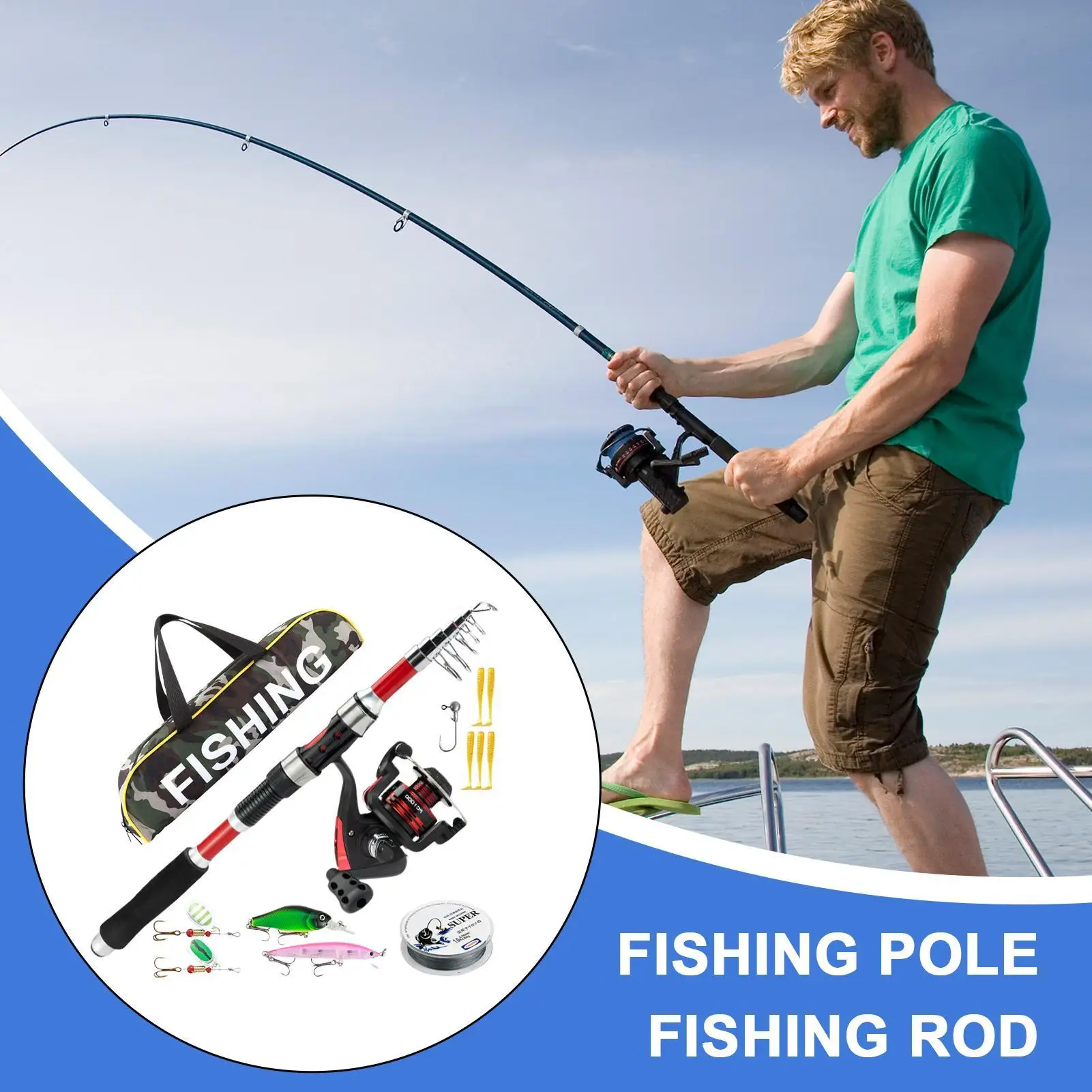

Fishing Rod And Reel Fishing Rod Combo Reel Lure Set Outdoor Gear Bass Lures Tool Kit Accessories With Carrying Bag For Trout