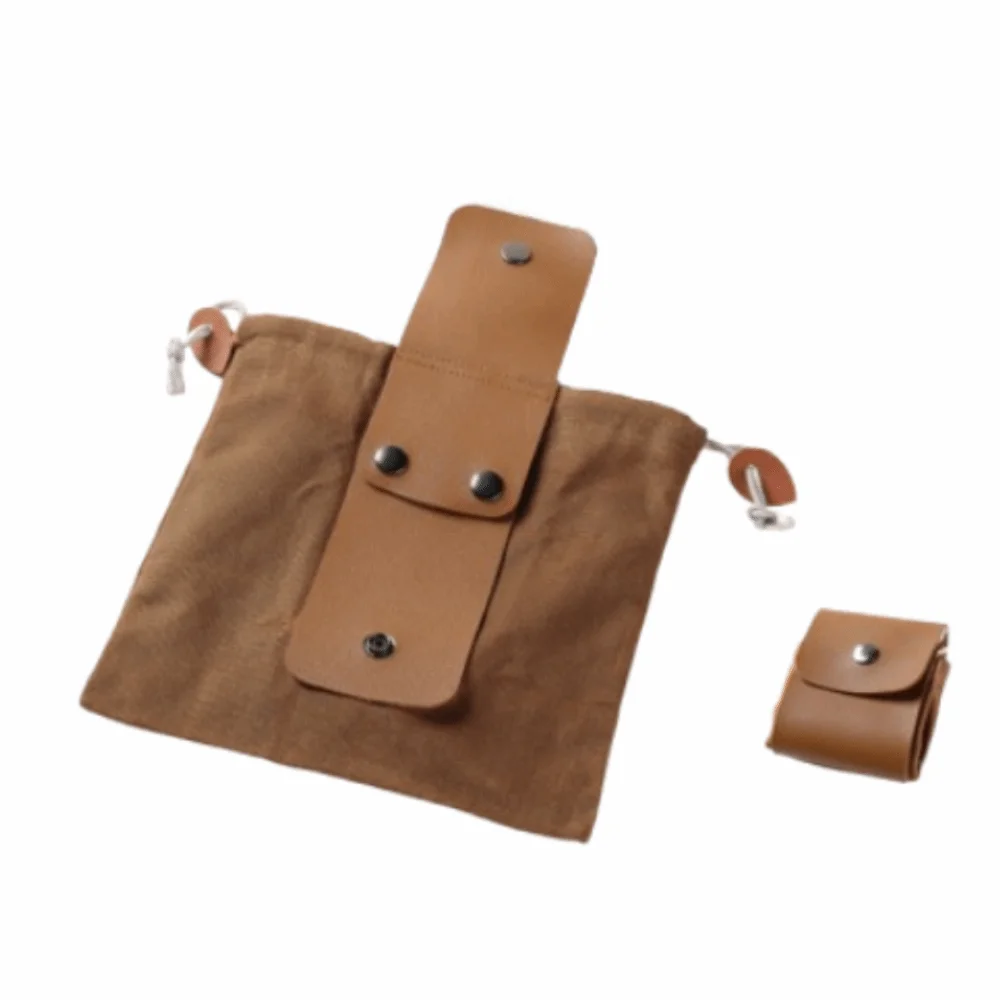 

Collapsible Canvas Storage Bag PU Leather Waxed Canvas Outdoor Foraging Bag Drawstring Closure Buckle Belt Tool Waist Pack