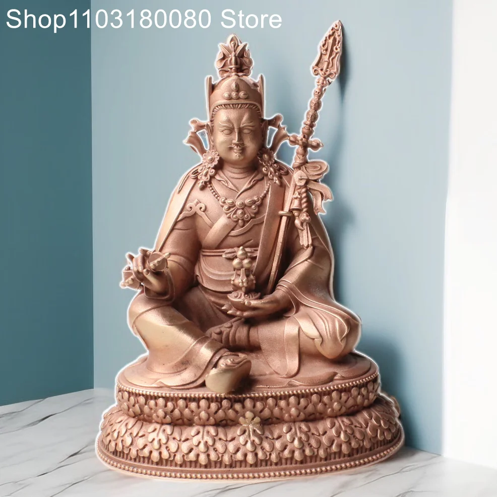 

10cm Exquisite Red copper carving padmasambhava Sakyamuni Buddha statue Tibet buddhism Guru Rinpoche sculpture