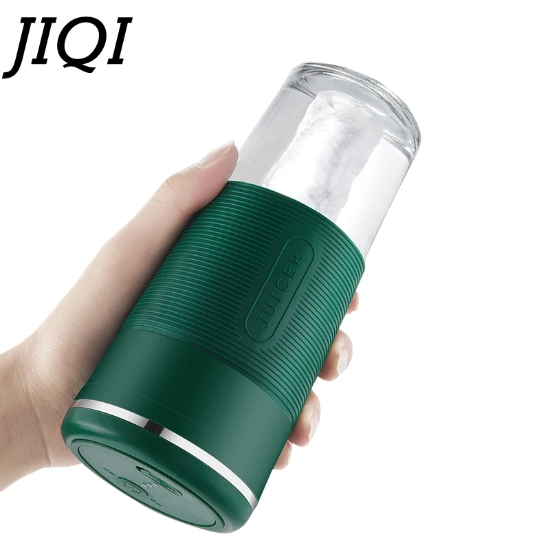 JIQI Juicer listrik Mini 300ML, Blender buah portabel, mesin Milkshake untuk rumah kantor perjalanan dapat diisi ulang