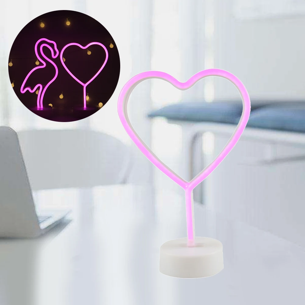 

1pc Led Heart Neon Light For Valentine Christmas Decor Usb Powered Night Lamp With Infinite Tunnel Effect Pink