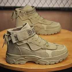 2024 stivali con plateau da uomo stivali da deserto alla moda nuova comoda scarpa da trekking antiscivolo stivali da lavoro All-match alti Bota Masculina