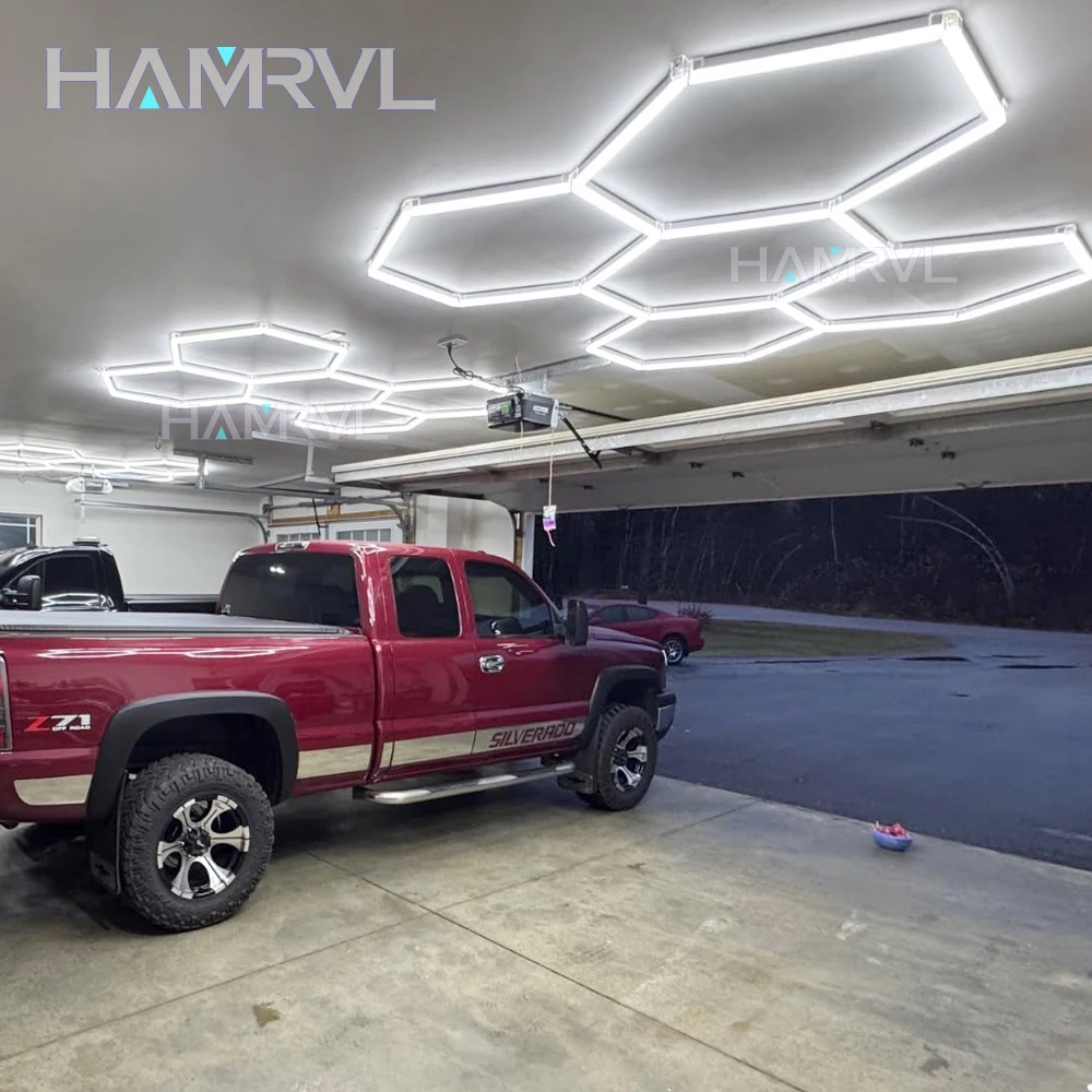 Garage Hexagon LED Ceiling Light Barbershop Honeycomb Light 110V-240V Led Tube Lighting For Gym 4S Car Repair Detailing Lighting