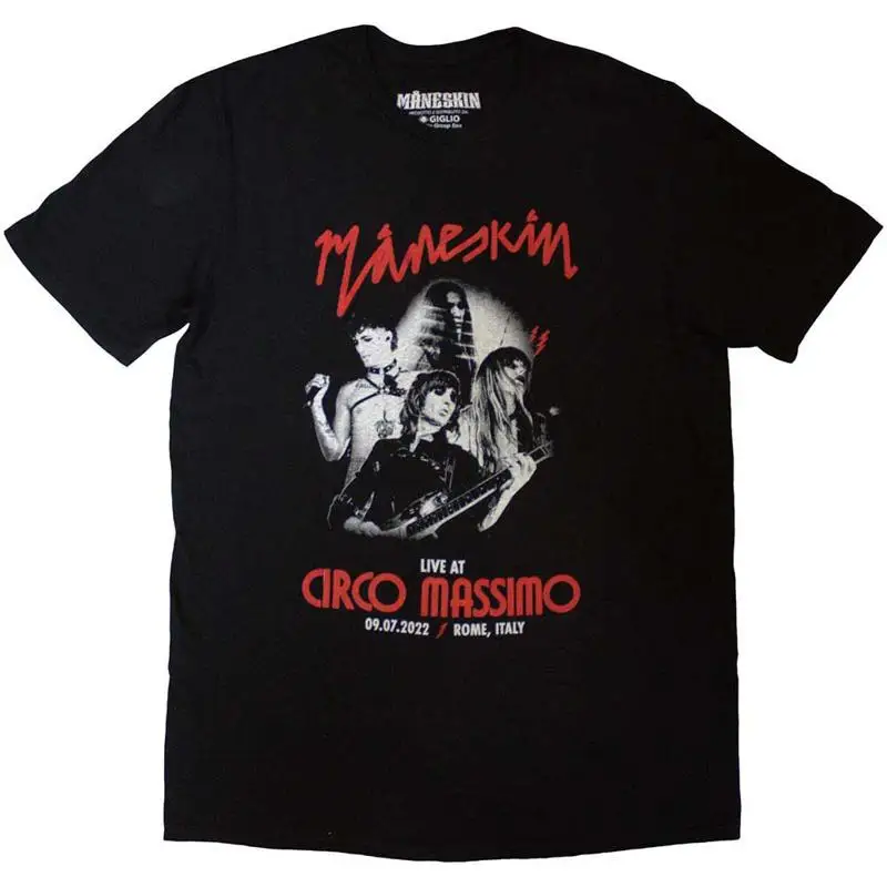 Maneskin Live At Circo Massimo Poster 2022 Tour camiseta negra