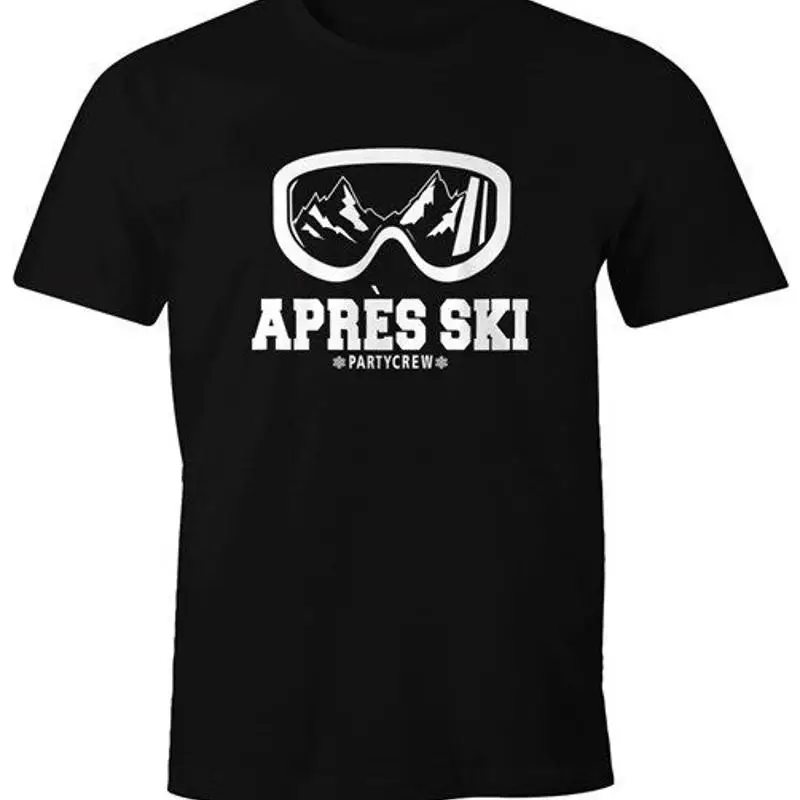 Men's  Short Sleeve T-Shirt With Ski Goggles Mountain Graphic APRES SKI PARTYCREW Text Soft Fabric Casual Daily Wear Trendy Tee