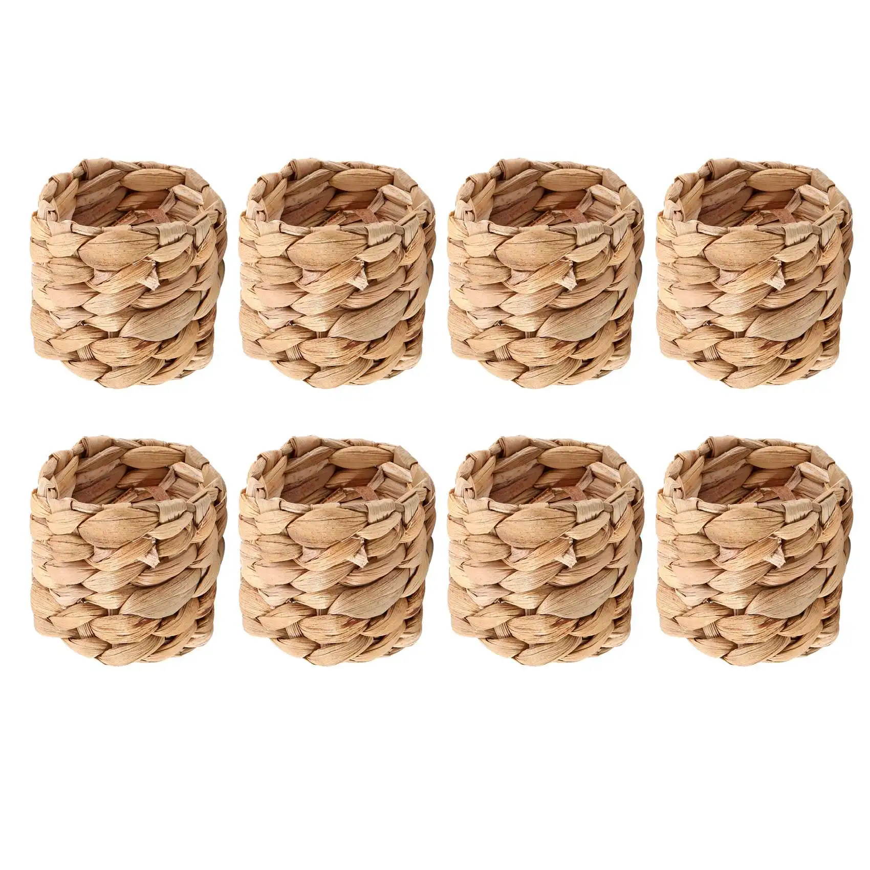 A13M 8Pcs Country Style Water Woven Napkin Ring, Hand-Woven Straw Napkin Ring, Farmhouse Natural Napkin Buckle