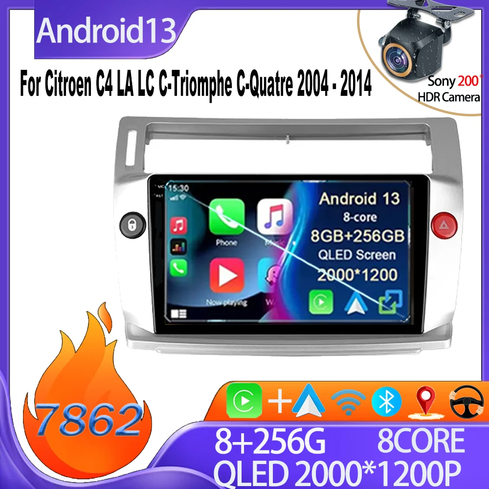 

Android 13 Radio For Citroen C4 LA LC C-Triomphe C-Quatre 2004 - 2014 Car Radio Player Auto Rear Camera Bluetooth Carplay Wifi