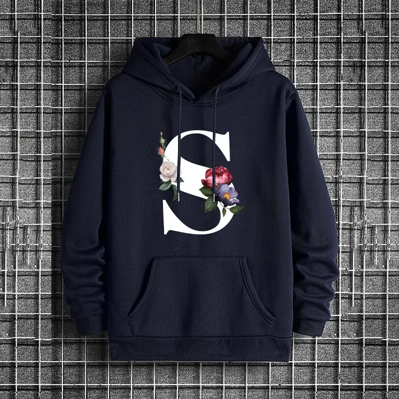 الخريف الشتاء الرجال هوديس رسائل عادية A-Z مطبوعة بلوزات في الهواء الطلق الرياضة الركض ملابس رجالي موضة الشارع البحرية القمم