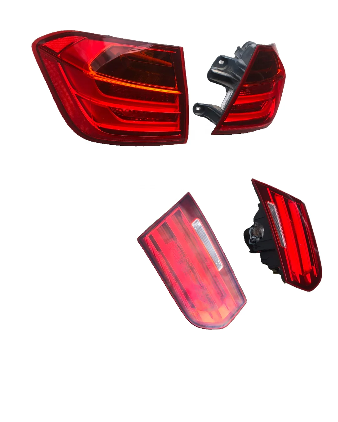For 3 Series F30F31F35LCI Rear Inner and Outer Taillights LED Steering Brake Profile Display Smoky Red