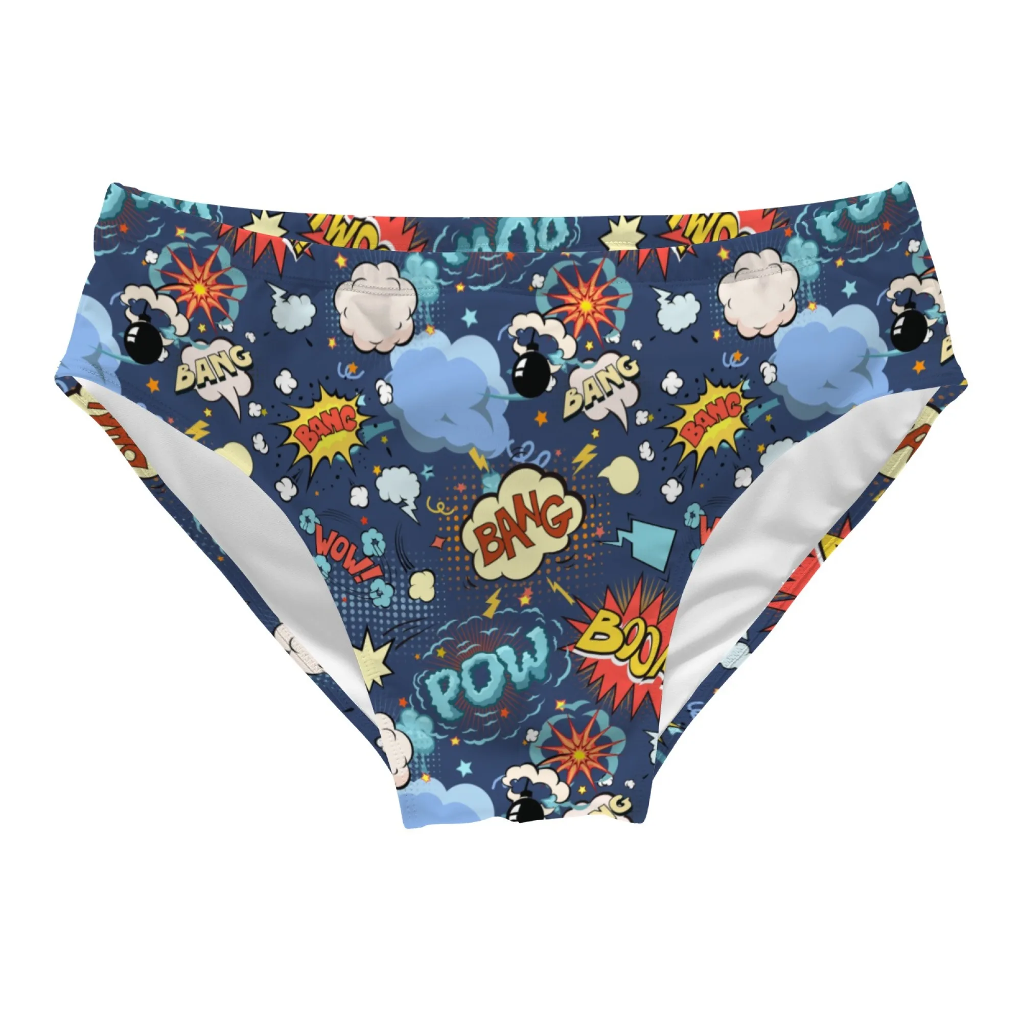 Pop Art Retro Comic Print Men's Swim Trunks Lightweight Breathable Sexy Bikini Men's Briefs Beach Surf Shorts Swimwear Fun Gift