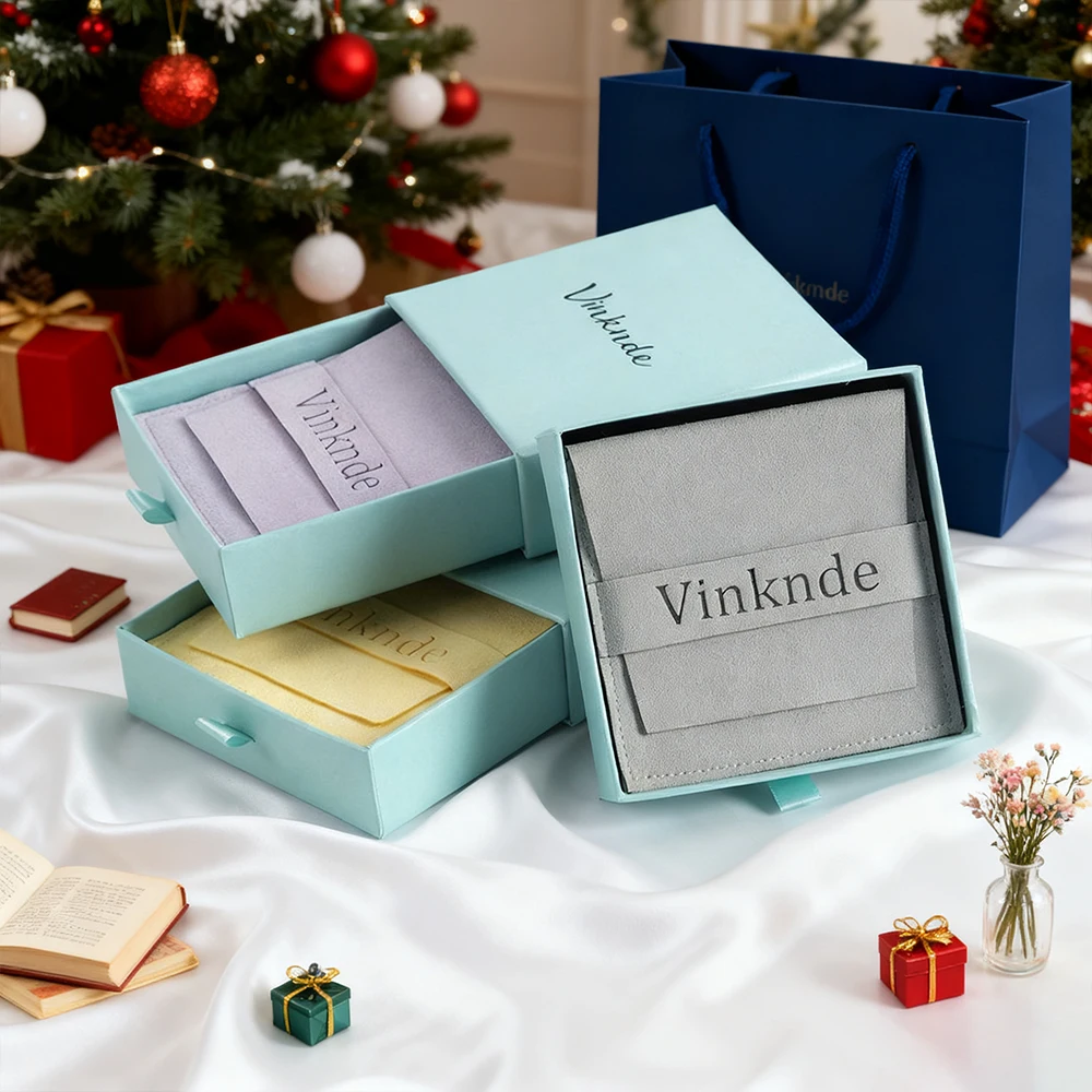 

Craft Paper Small Jewelry Drawer Box Custom Logo Fancy Luxury Jewellry Earrings Rings Packaging Boxes with Microifber Bag Pouch
