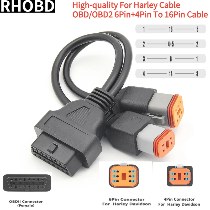 Cable adaptador de escáner de diagnóstico OBD2 para motocicleta Harley Davidson, 2 en 1, 6 pines, 4 pines, venta directa