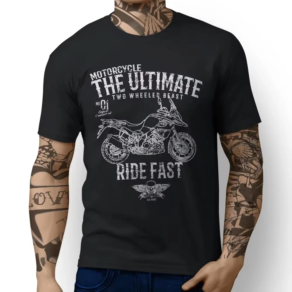 

Moto Short Sleeve Shirt Tee Motorcycle Suz V Strom 1000 V-Strom 650 Inspired Motorbike Art Men Funny Cotton Top Tees