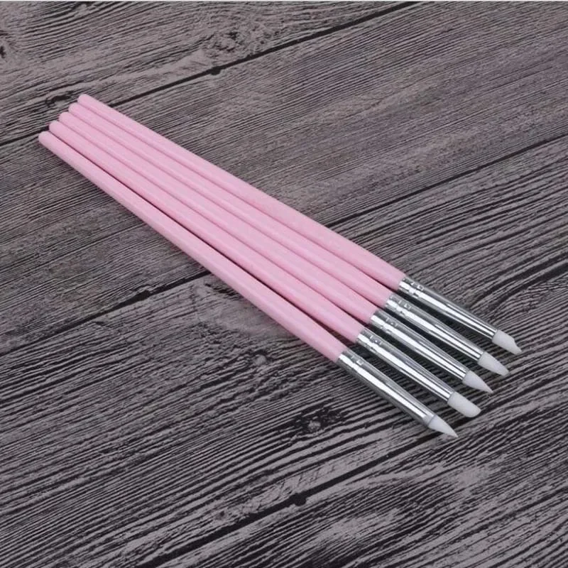 5Pcs/set Leftover Liquid Silicone Pen Nail Art Carving Hollow Soft Head Pen Pottery Clay Tool