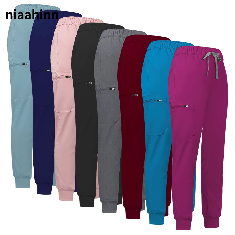 Elastic Waist Hospital Pants Nursing Scrub Pants Pet Grooming Veterinary Work Bottom Drawstring Jogger Leg Dentist Surgery Pants