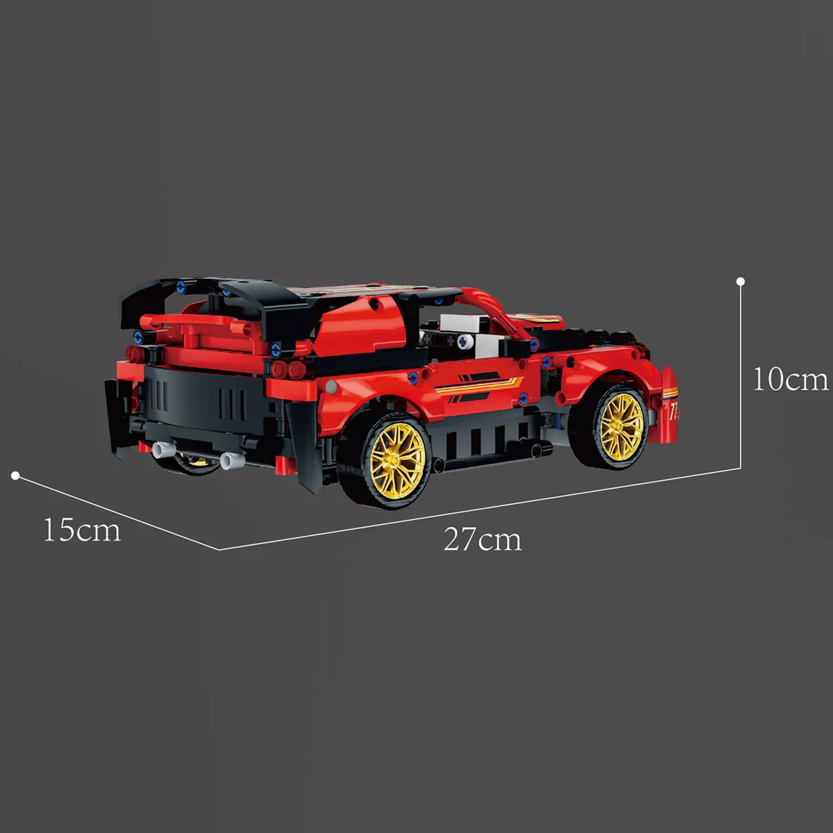 Red racing building block assembly toys, racing models, desktop decorative items, vehicle collections, gifts for boys